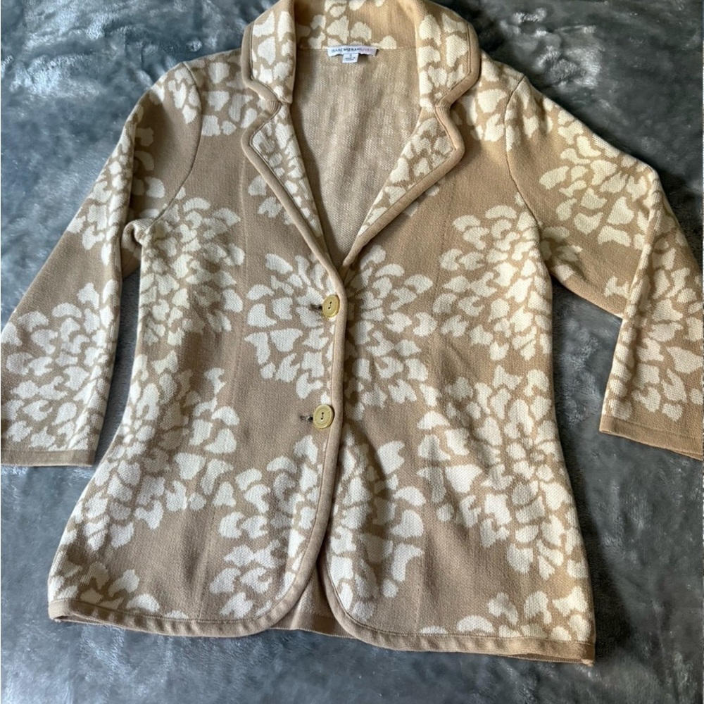 Beige Floral Knit Cardigan